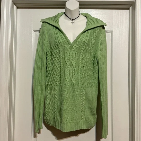 Liz Claiborne Green V-Neck Sweater L - Picture 1 of 5